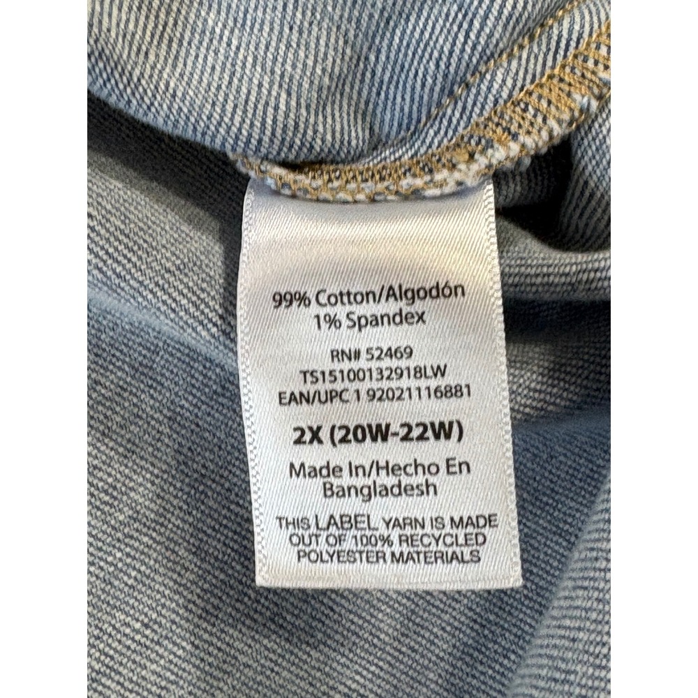 Terra & Sky Womens 2X Light Wash Denim Shirt Jacket Shacket Blue TS15100132918LW - Picture 3 of 6